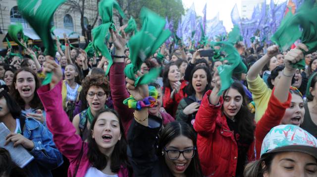 Participantes de la manifestación, este domingo.