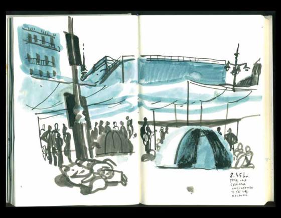 La acampada en viñetas