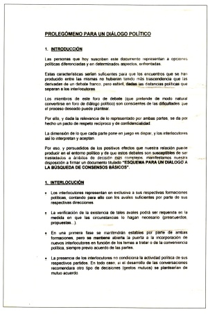 El presidente de los socialistas vascos, Jesús Eguiguren, y el líder de Batasuna, Arnaldo Otegi, plasmaron su firma en este documento del 27 de octubre de 2002, titulado 'Prolegómeno para un diálogo político', previo al proceso de 2006, donde sentaban las bases para “establecer un escenario de resolución del conflicto político vasco”. El presidente de los socialistas vascos, Jesús Eguiguren, y el líder de Batasuna, Arnaldo Otegi, plasmaron su firma en este documento del 27 de octubre de 2002, titulado 'Prolegómeno para un diálogo político', previo al proceso de 2006, donde sentaban las bases para “establecer un escenario de resolución del conflicto político vasco”.