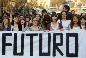 Manifestación de estudiantes universitarios en Madrid