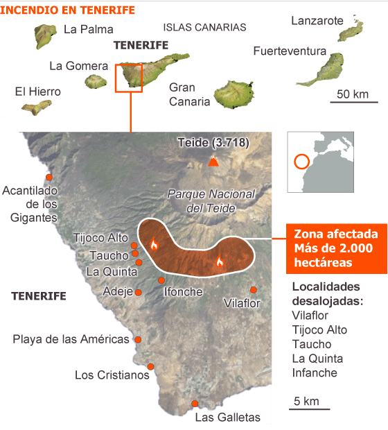 El Gobierno canario espera estabilizar los incendios en las próximas horas