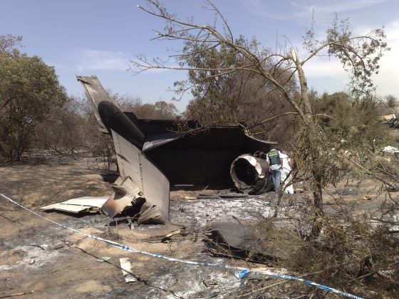 Restos de la nave de Spanair siniestrada en Barajas en 2008.