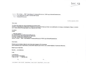 Correo en el que Carlos García Revenga pide a la secretaria de Nóos que le haga figurar como asesor de la Casa del Rey