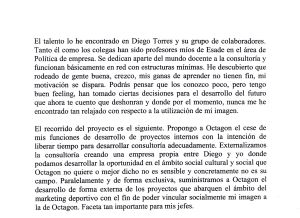 Fragmento del documento enviado por Urdangarin en el que alaba a Torres y anuncia la creación de un proyecto en común.