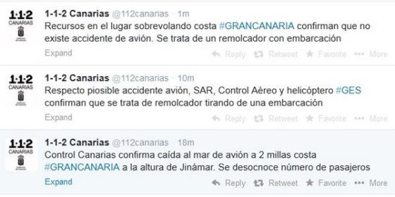 Los tuits del servicio de emergencias.