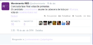 Pantallazo de la cuenta de Twitter del Movimiento Red.