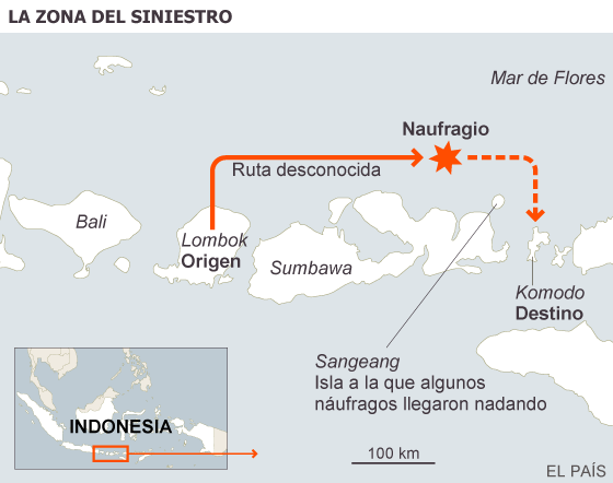 Dos turistas españoles, desaparecidos en el naufragio de un crucero en Indonesia