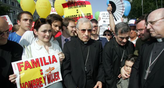 Rouca Varela en la manifestación convocada por el Foro de la Familia contra el matrimonio igualitario en junio de 2005.