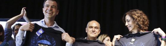 Herzog (i) junto a los también candidatos Rueda y Lozano.