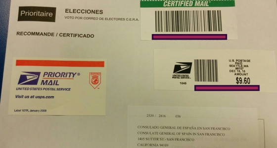 El envío de las papeletas por correo certificado hacia el consulado.