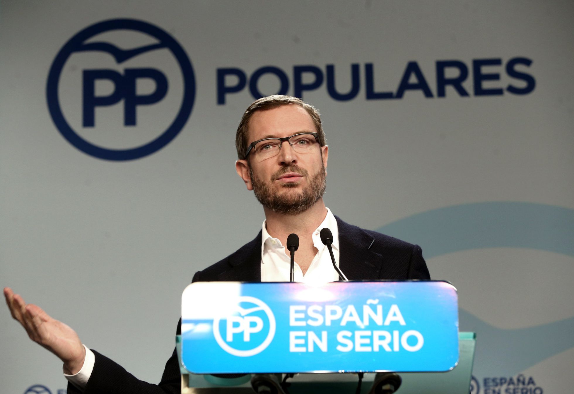 Javier Maroto, vicesecretario de Sectorial del PP hoy en rueda de prensa Javier Maroto, vicesecretario de Sectorial del PP hoy en rueda de prensa