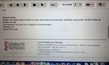 Correo de la jefa de gabinete de Bonig en el que pide las donaciones.