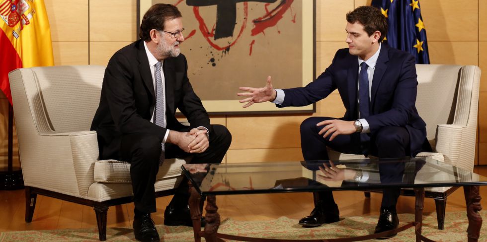Mariano Rajoy y Albert Rivera, durante una reunión en el Congreso hace dos semanas.