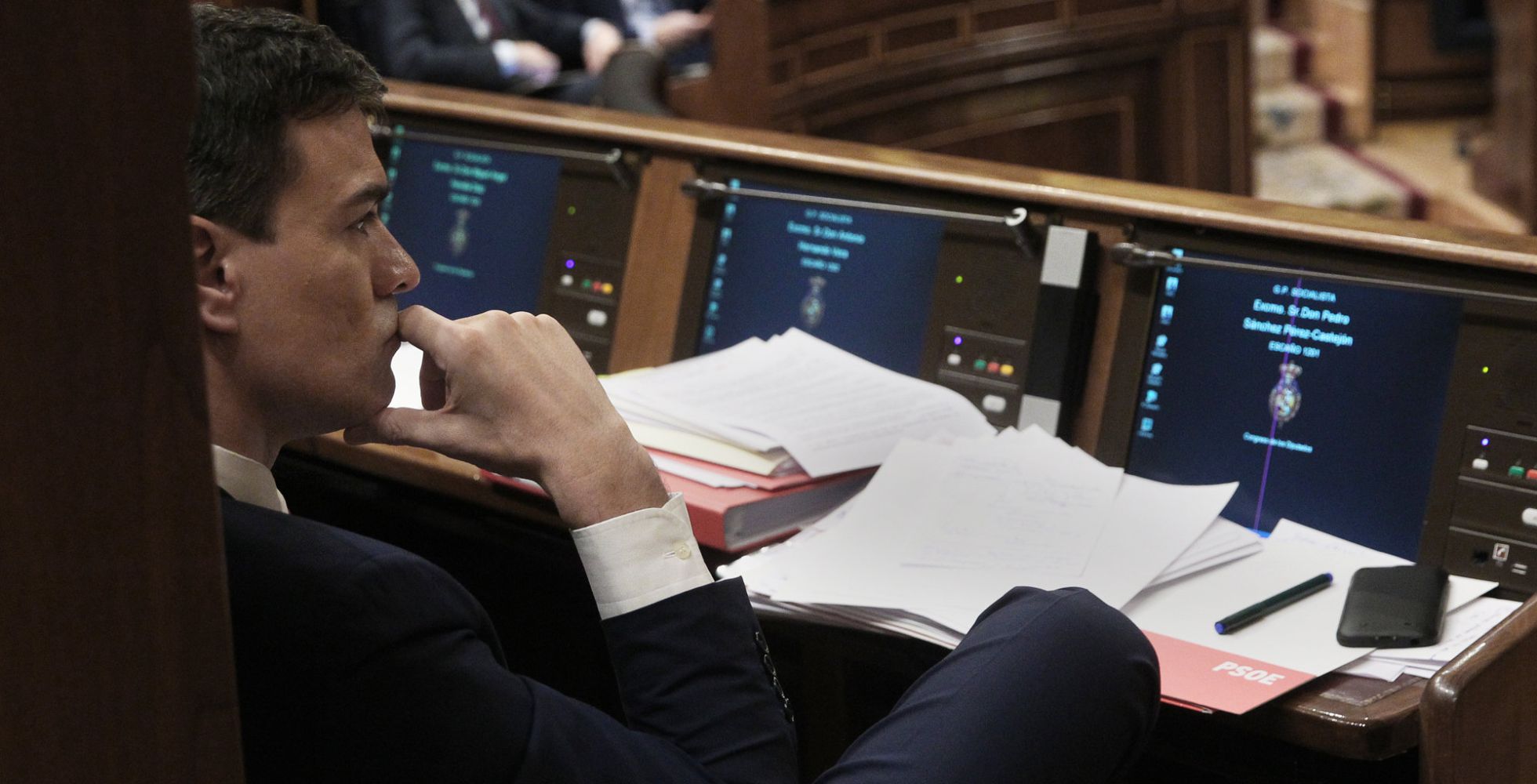 Pedro Sánchez durante el debate de investidura. Pedro Sánchez durante el debate de investidura.