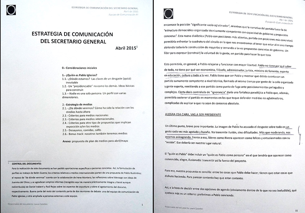 Informe sobre la estrategia de comunicación de Podemos. Informe sobre la estrategia de comunicación de Podemos.