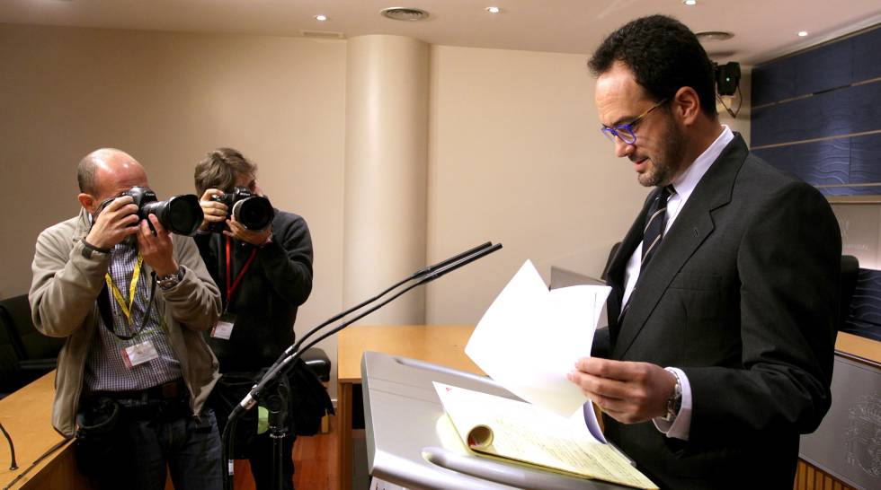 Antonio Hernando, portavoz del PSOE, hoy en el Congreso.