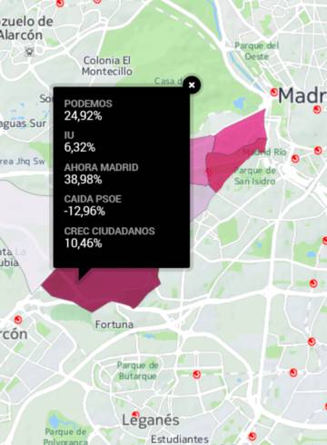 Expectativas de Podemos en el barrio de Cuatro Vientos, en el distrito de La Latina de Madrid.