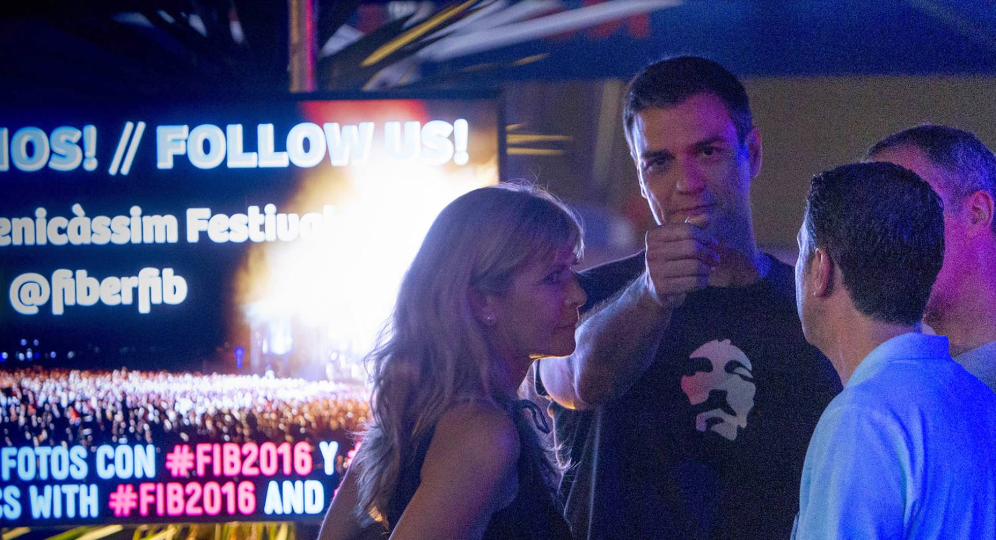 Pedro Sánchez, en el Festival Internacional de Benicàssim en la madrugada del viernes al sábado. Pedro Sánchez, en el Festival Internacional de Benicàssim en la madrugada del viernes al sábado.