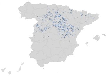 El mapa de los municipios menos habitados El mapa de los municipios menos habitados