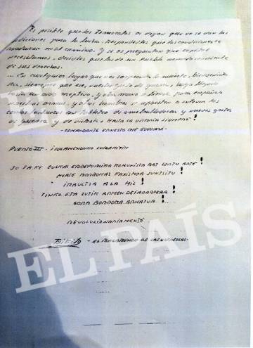Iñaki Bilbao, firma su carta como Txikito.
