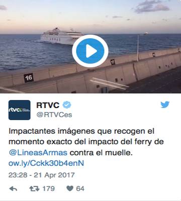 El choque de un ferry en Las Palmas de Gran Canaria causa un vertido de tres kilómetros