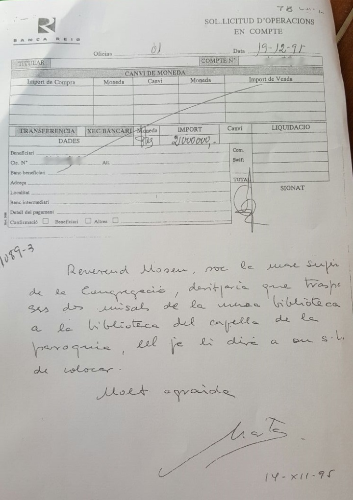 Marta Ferrusola: “Soy la madre superiora de la Congregación, traspasa dos misales”