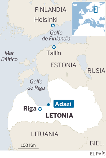 Mapa de localización de Adazi, Letonia
