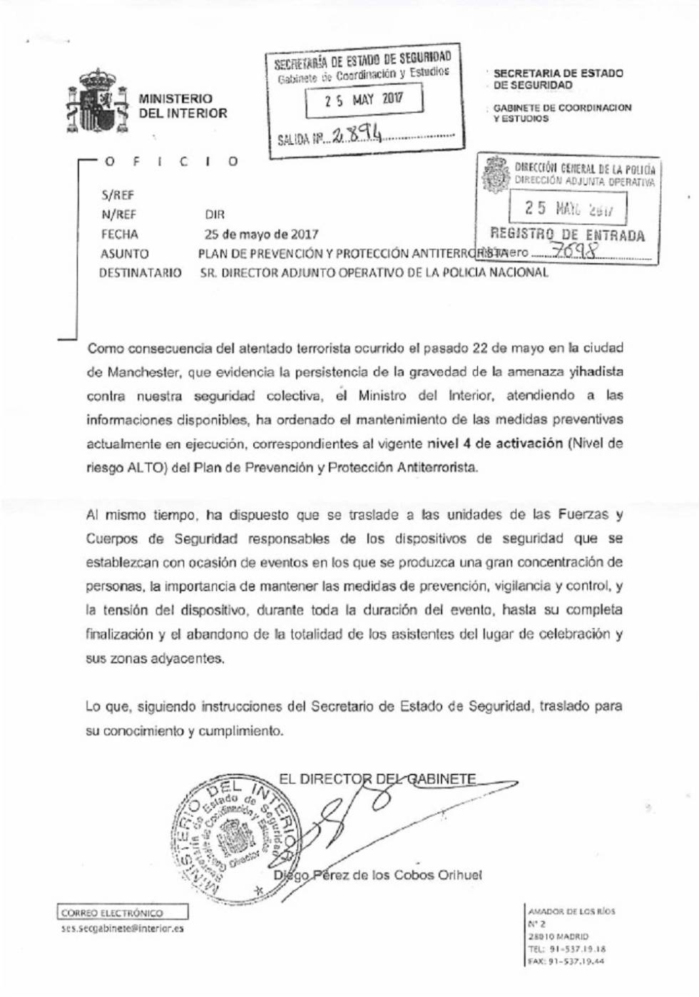 Interior ordena a los policías mantener “la tensión” para evitar atentados en grandes concentraciones de personas