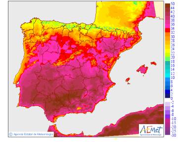 Aumentan a siete las provincias con aviso rojo por máximas de hasta 47,2
grados