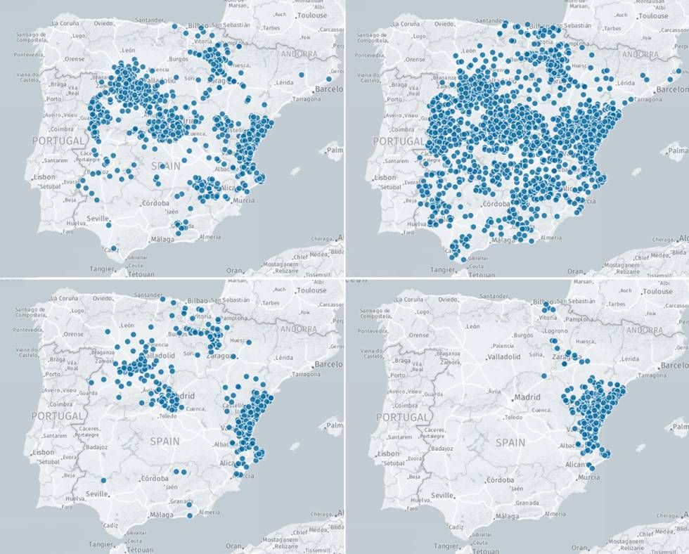 Consulte en estos mapas las fechas, tipos y lugares de España con festejos taurinos
