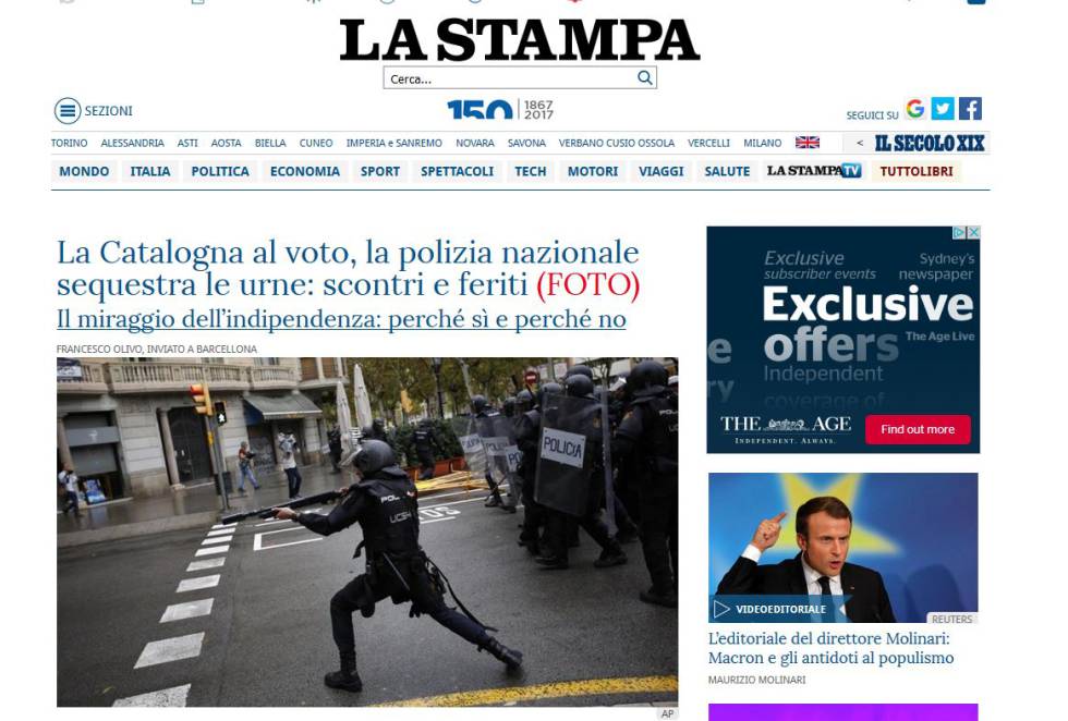 Las fotos de las cargas policiales ilustran la prensa internacional