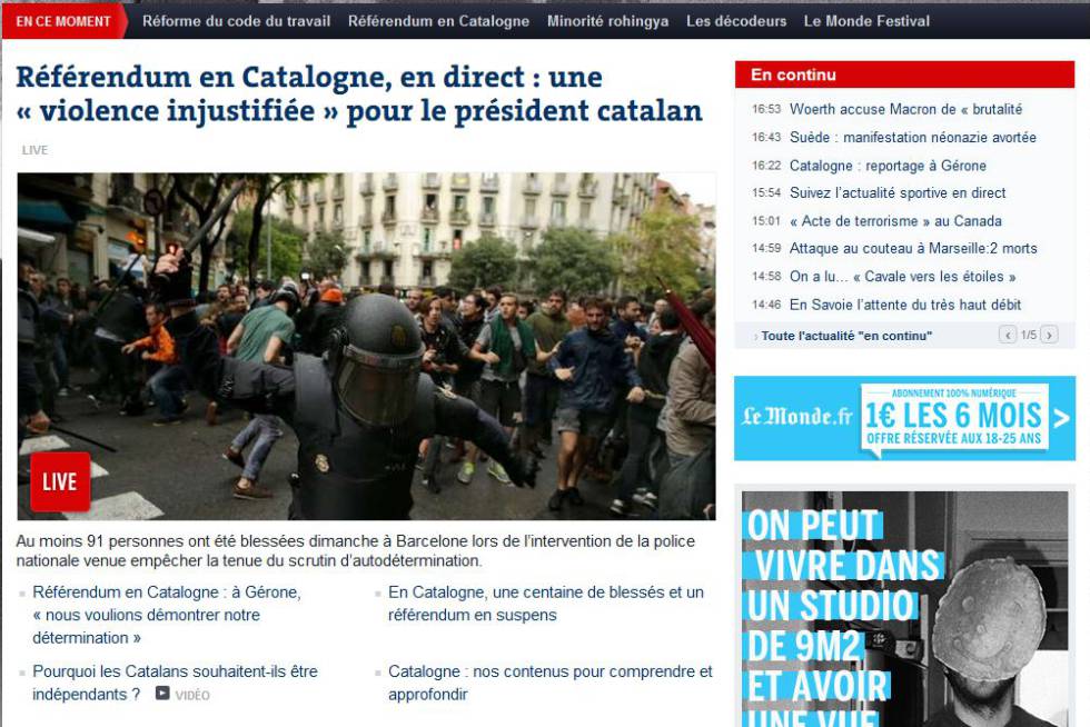 Las fotos de las cargas policiales ilustran la prensa internacional