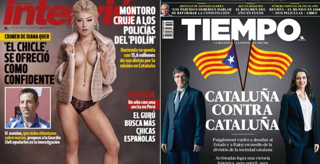 Portadas de los últimos números de 'Interviú' y 'Tiempo'.