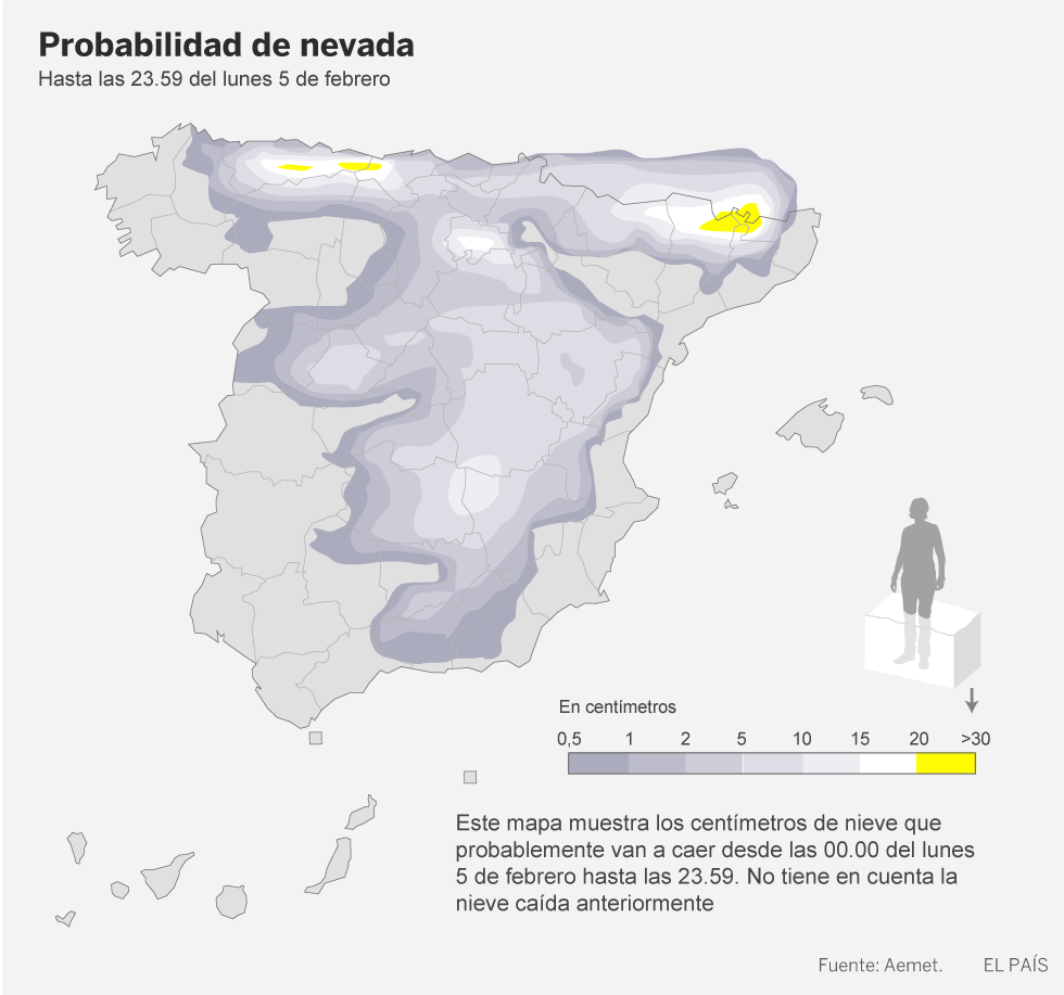 El temporal mantiene a 32 provincias con avisos por nieve