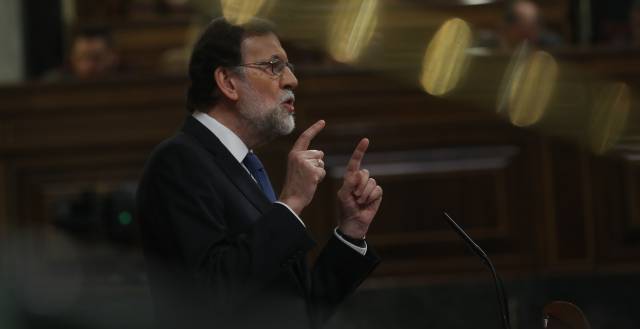 Rajoy en el pleno sobre las pensiones en el Congreso.