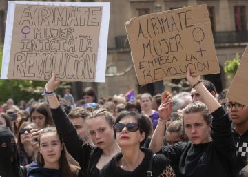 Manifestación contra la sentencia de La Manada el viernes en Pamplona.
