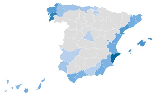 ¿Qué provincias tienen más playas con bandera azul?