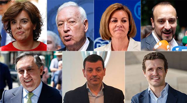 Perfiles de los siete aspirantes a liderar el Partido Popular.