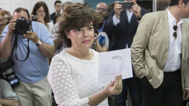 Santamaría, votando en las primarias del PP este jueves.