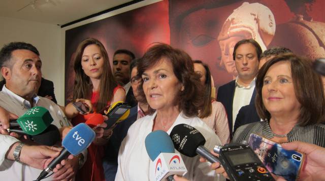 Carmen Calvo, este domingo en Jaén.