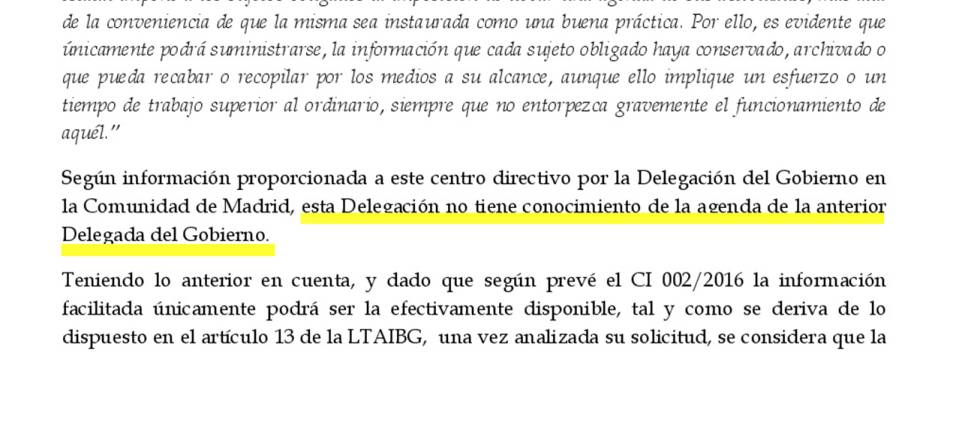 Respuesta del Gobierno a la petición de información de EL PAÍS.