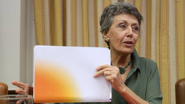 Rosa María Mateo, durante su comparecencia.