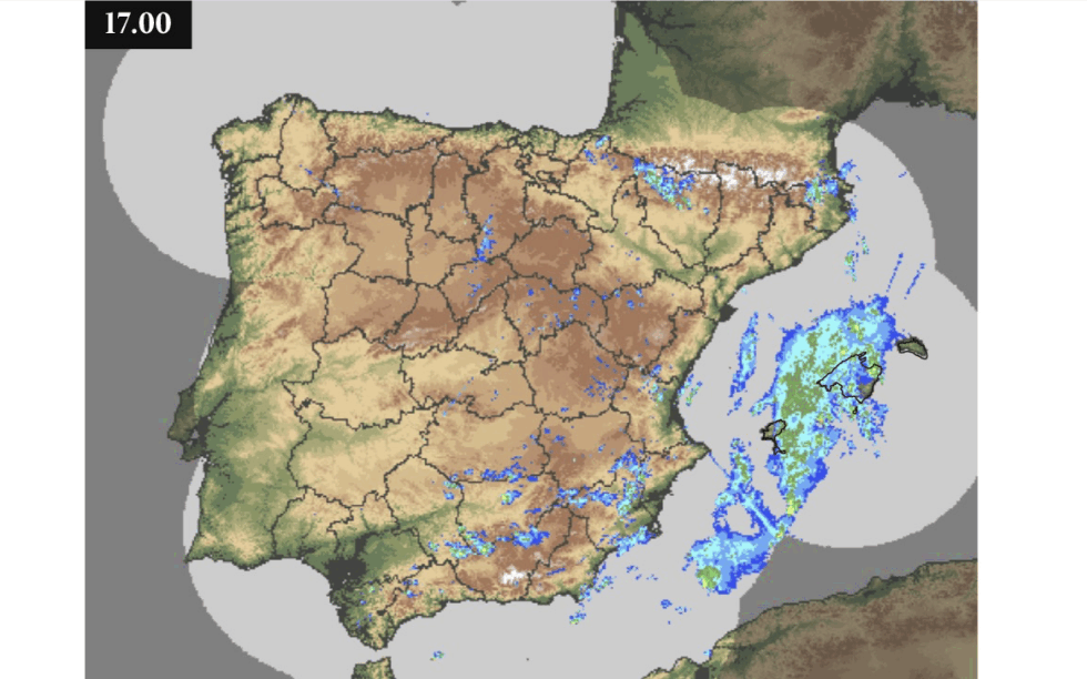 Evolución de la tormenta que ha azotado este martes las Islas Baleares.