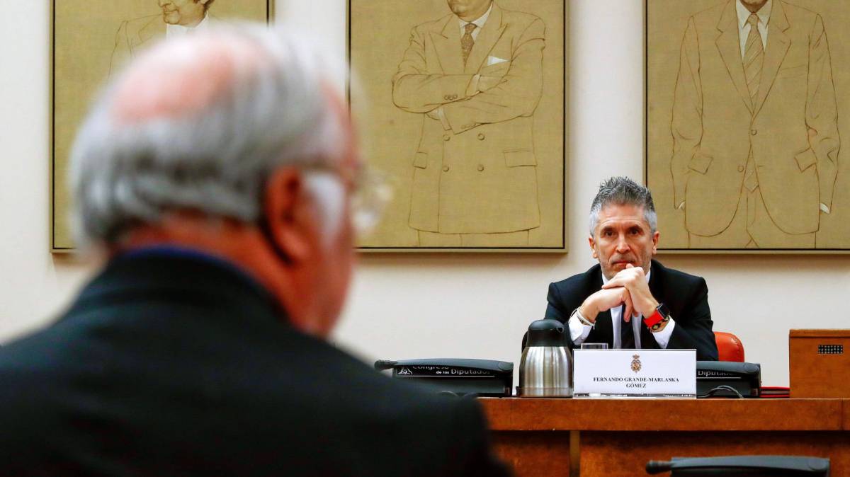 El ministro del Interior, Grande-Marlaska, este lunes.