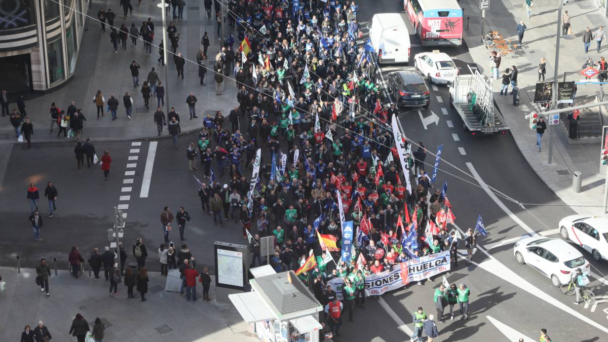 Una de las dos manifestaciones de este martes en Madrid.