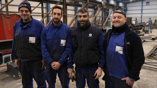 Trabajadores del polígono Riaño III, en Langreo (Asturias).