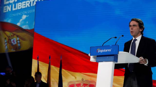 El expresidente del Gobierno, José María Aznar, durante su intervención en la segunda jornada de la Convención Nacional del Partido Popular.