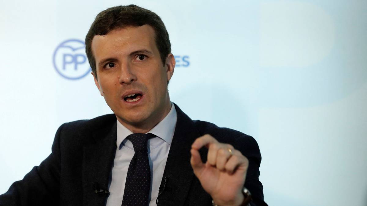 El líder del PP, Pablo Casado, en la entrevista a la agencia EFE.