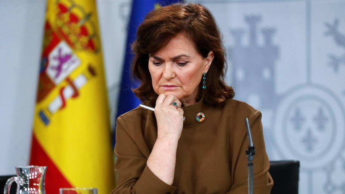Carmen Calvo este viernes en Moncloa.