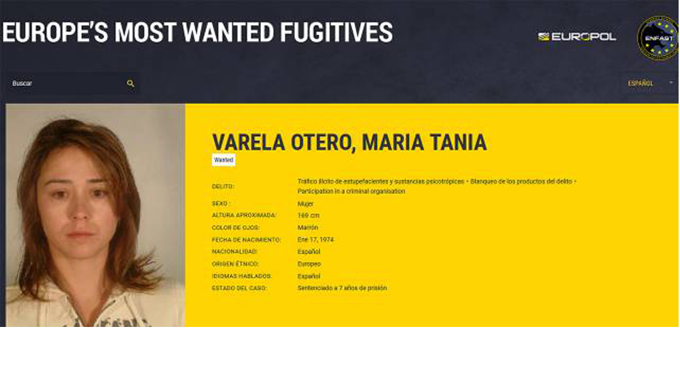 Ficha policial de Tania Varela.